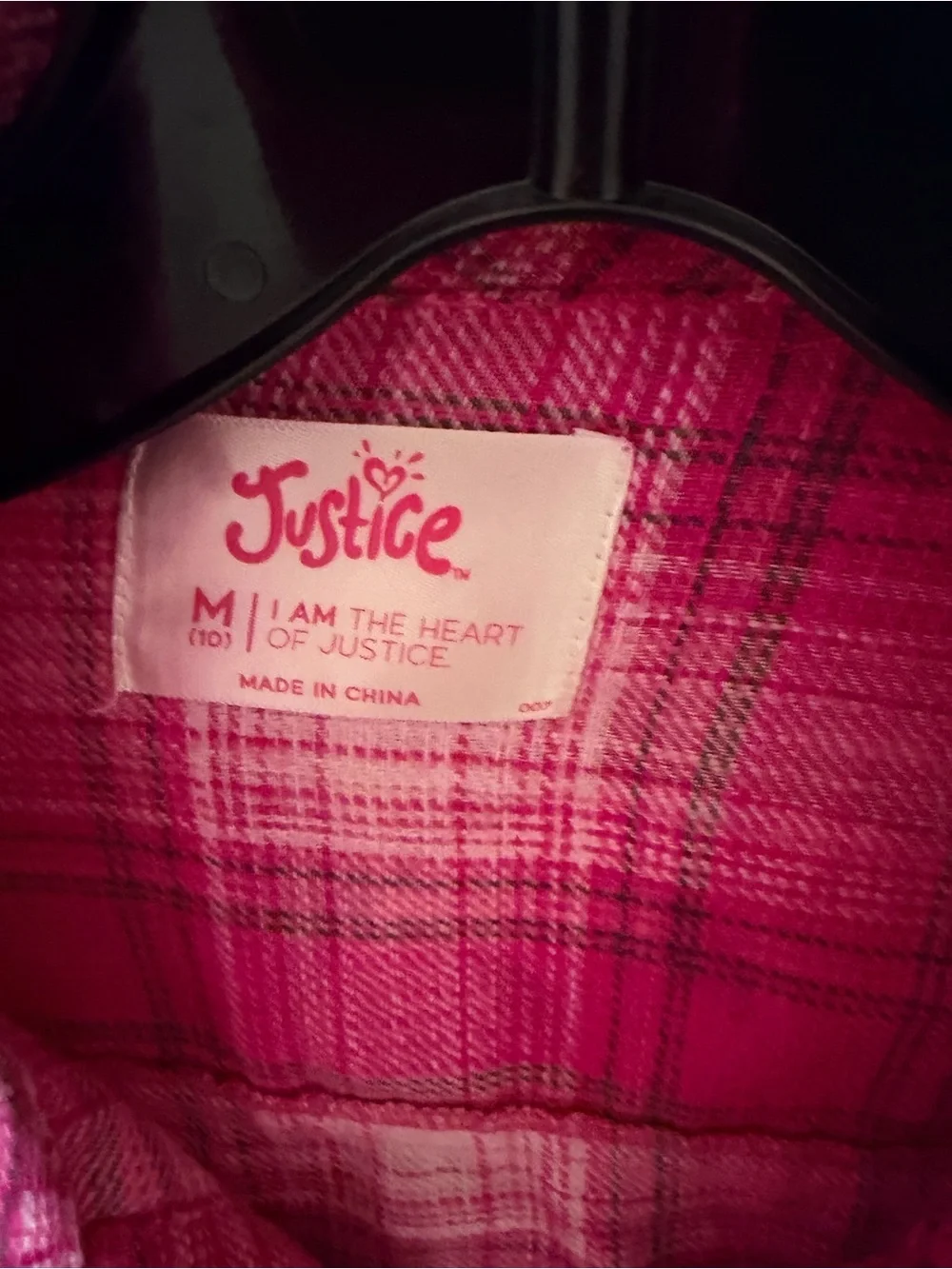 Justice girls oversized smiley face button up flannel size medium 10